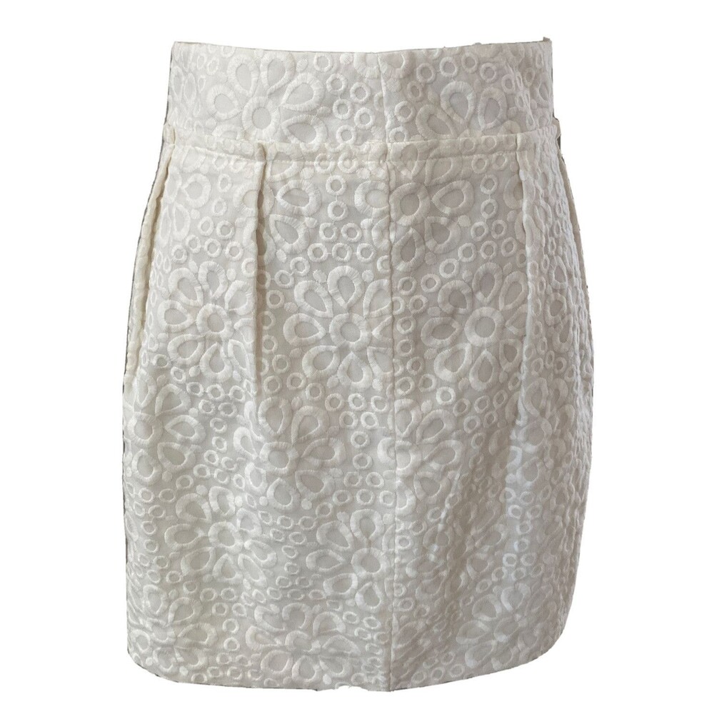 Ann Taylor Loft Women's Skirt white embroidered floral size 0P